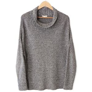 Eileen Fisher Oversized Cowl Neck Drop Sleeve Tweed Sweater Size Small